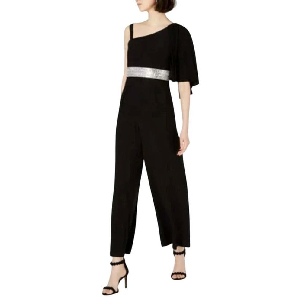 Roz & Ali One Shoulder Wide Leg Jumpsuit Size 22 Navy
